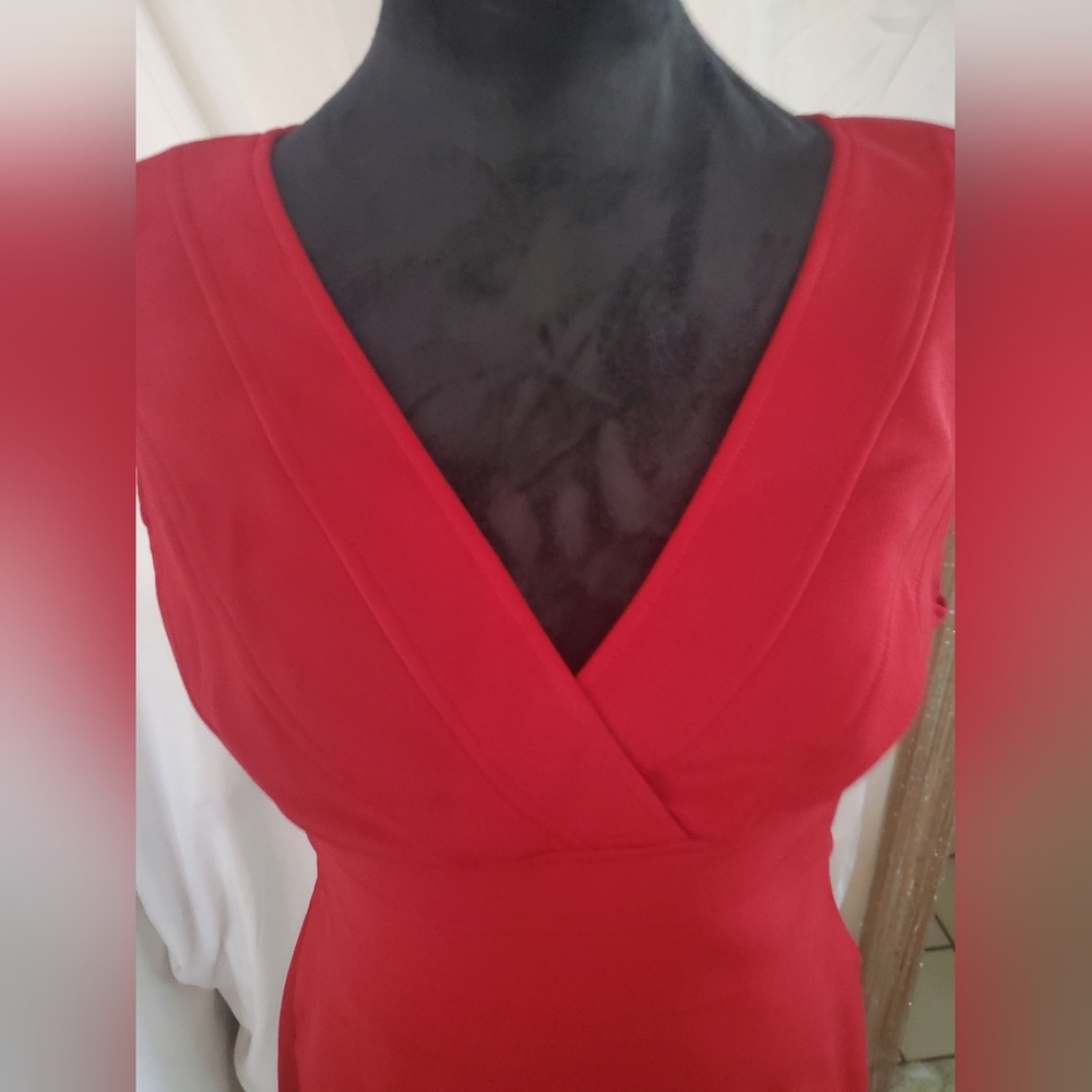 Chic Scarlet V-Neck Dress